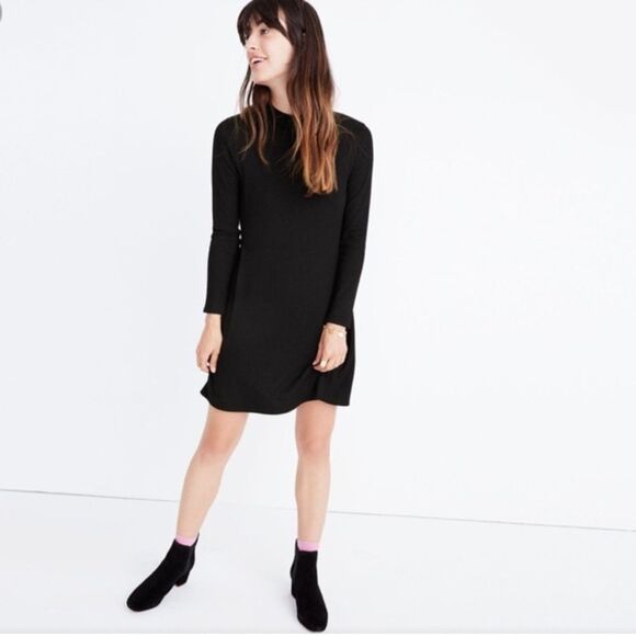 MADEWELL City Block Ribbed Mock Neck Dress Womens Small A-Line Academia Preppy - Picture 16 of 16